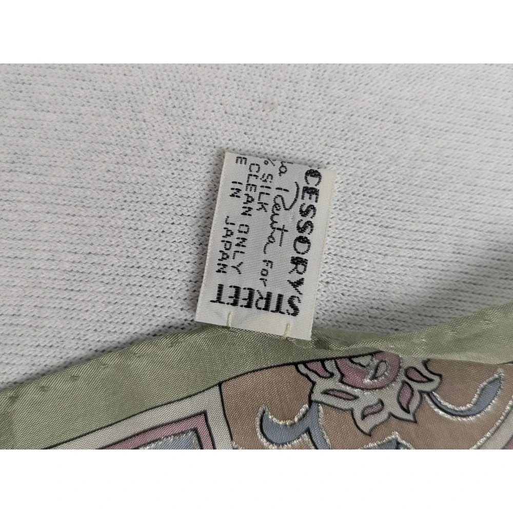 Oscar de la Renta Silk Scarf Floral Paisley Green Pink Blue Japan VTG Grandma